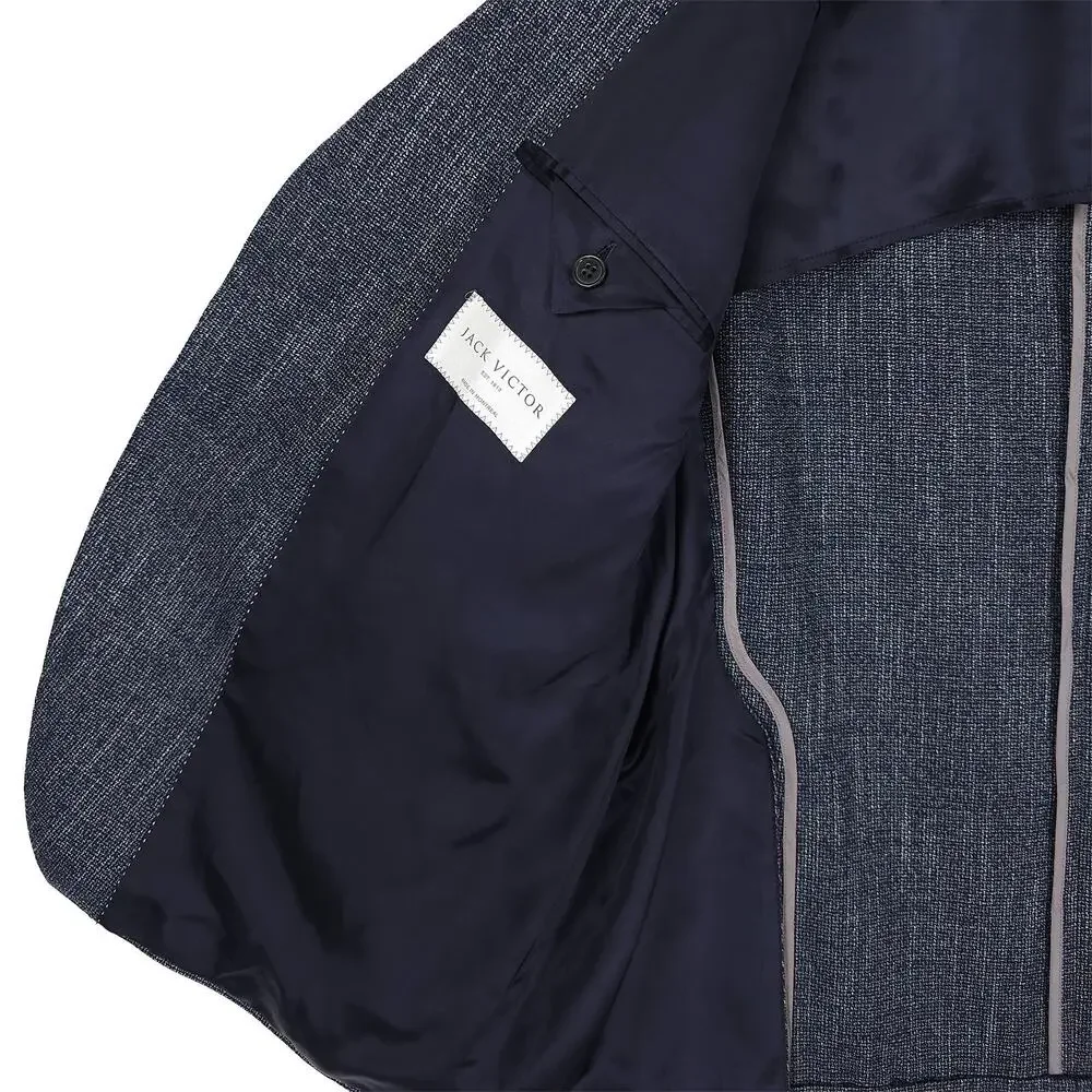 Jack Victor Mens Midland Unstructured Sport Coat 46R Blue Textured Melange Wool